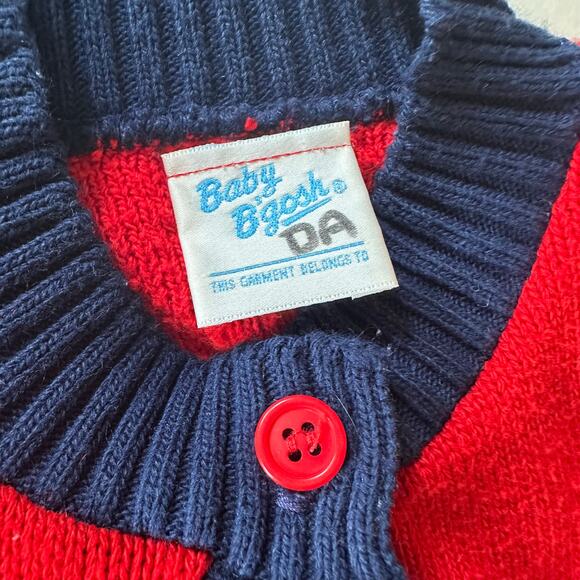 Vintage baby b’gosh red button up cardigan sweater teddy bear sz 12 months bow - Picture 8 of 10